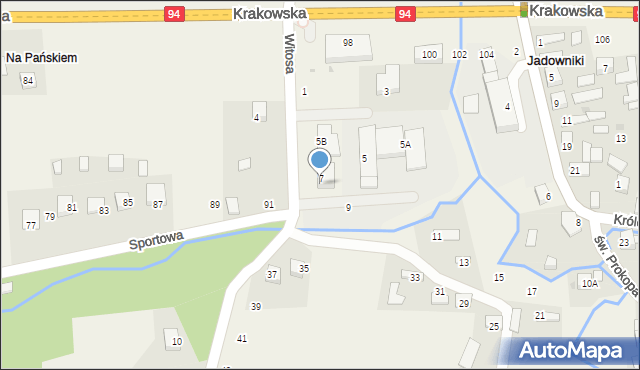 Jadowniki, Witosa Wincentego, 5A, mapa Jadowniki