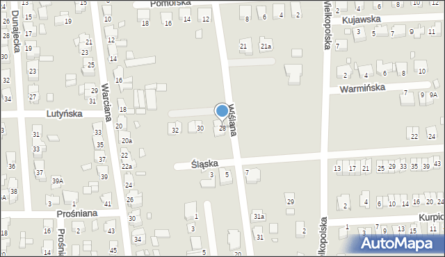 Jarocin, Wiślana, 28, mapa Jarocin