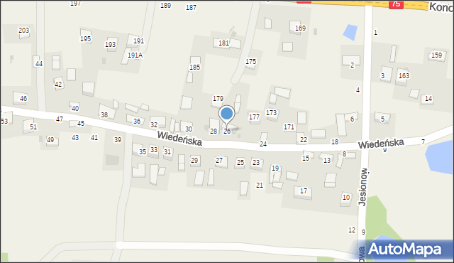 Jasień, Wiedeńska, 26, mapa Jasień