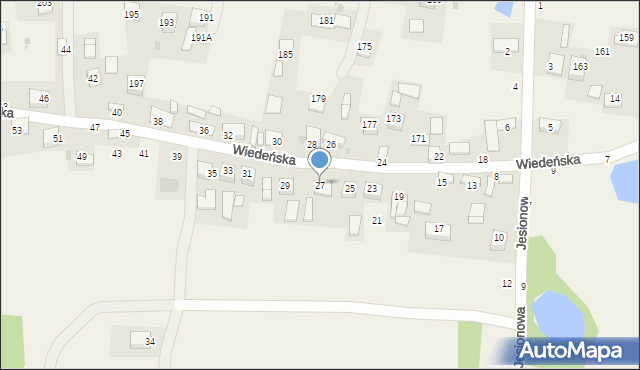 Jasień, Wiedeńska, 27, mapa Jasień