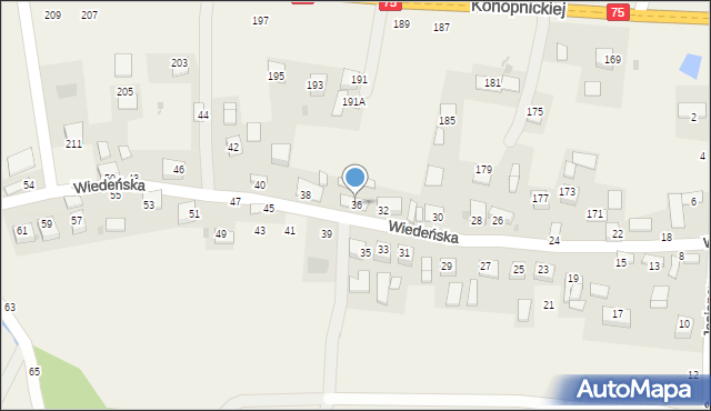 Jasień, Wiedeńska, 36, mapa Jasień