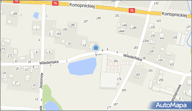 Jasień, Wiedeńska, 5, mapa Jasień