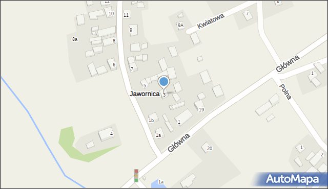 Jawornica, Wiejska, 3, mapa Jawornica