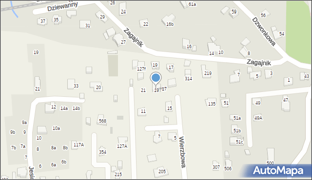 Jaworze, Wierzbowa, 19, mapa Jaworze