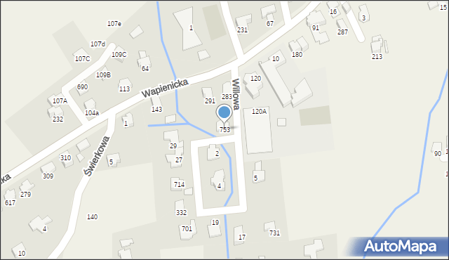 Jaworze, Willowa, 753, mapa Jaworze