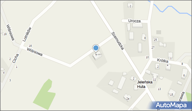 Jeleńska Huta, Wiśniowa, 7, mapa Jeleńska Huta