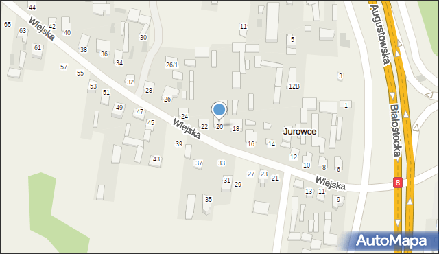 Jurowce, Wiejska, 20, mapa Jurowce