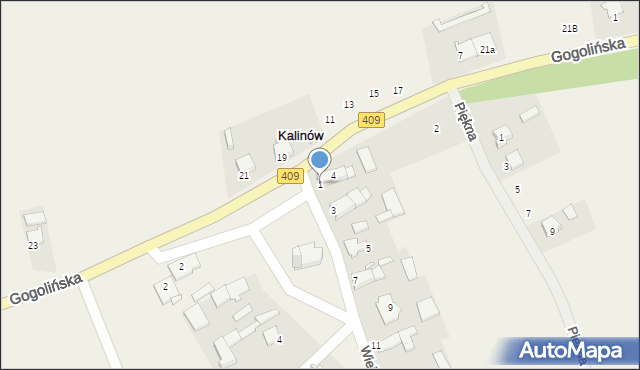 Kalinów, Wiejska, 1, mapa Kalinów