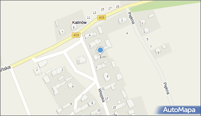 Kalinów, Wiejska, 5, mapa Kalinów