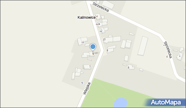 Kalinowice, Wiejska, 9, mapa Kalinowice