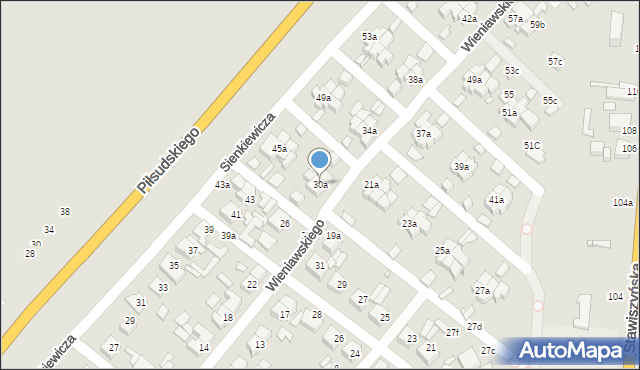 Kalisz, Wieniawskiego Henryka, 30a, mapa Kalisza