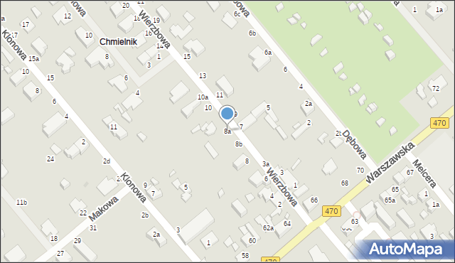 Kalisz, Wierzbowa, 8a, mapa Kalisza