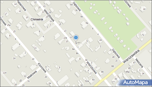 Kalisz, Wierzbowa, 9, mapa Kalisza