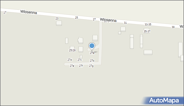 Kalisz, Wiosenna, 27a, mapa Kalisza