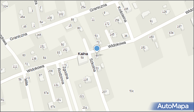 Kalna, Widokowa, 57, mapa Kalna