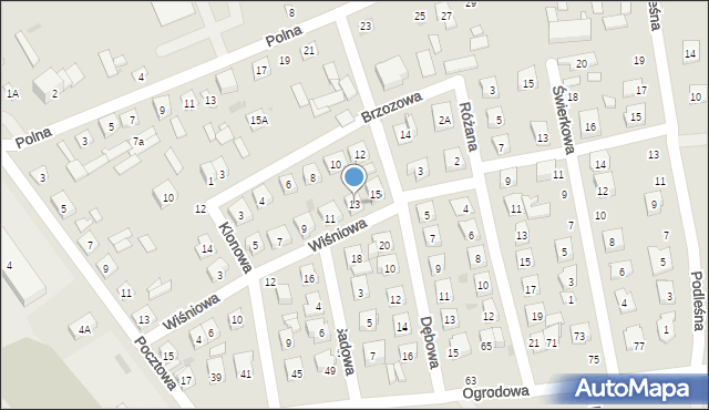 Kałuszyn, Wiśniowa, 13, mapa Kałuszyn