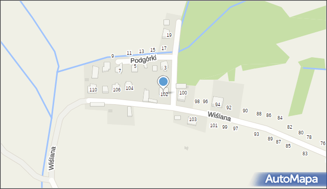 Kamień, Wiślana, 102, mapa Kamień