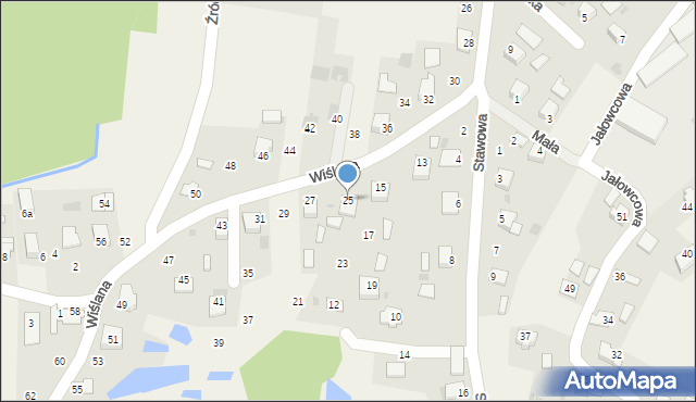 Kamień, Wiślana, 25, mapa Kamień