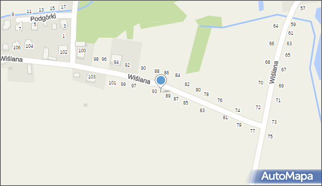 Kamień, Wiślana, 91, mapa Kamień