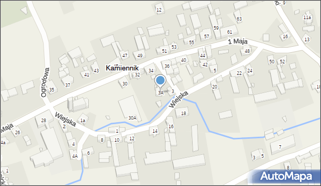 Kamiennik, Wiejska, 3A, mapa Kamiennik