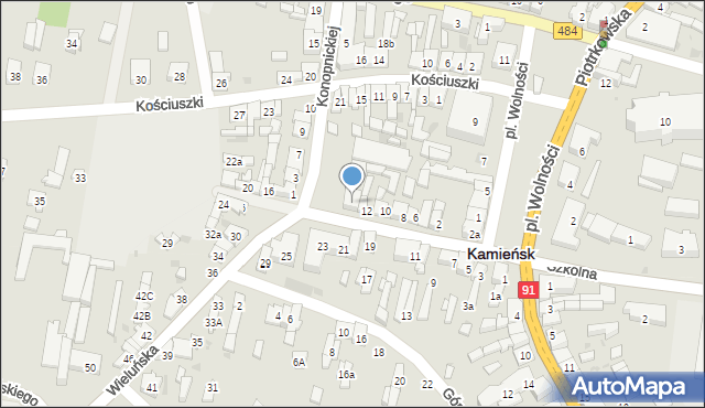 Kamieńsk, Wieluńska, 14, mapa Kamieńsk