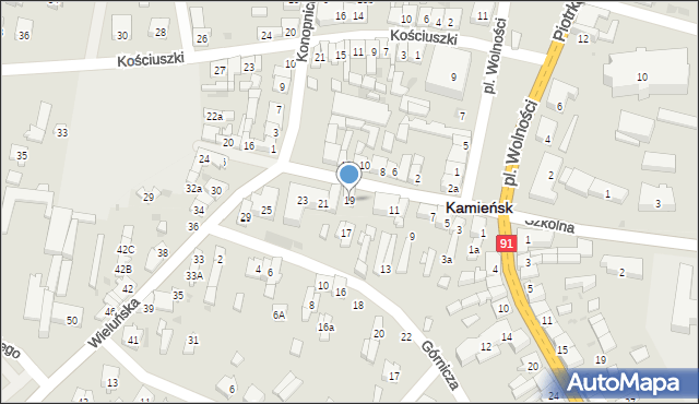 Kamieńsk, Wieluńska, 19, mapa Kamieńsk