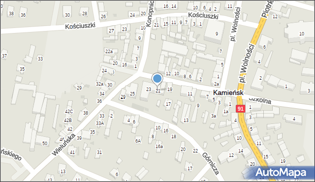 Kamieńsk, Wieluńska, 21, mapa Kamieńsk