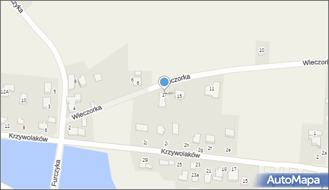 Kaniów, Wieczorka Antoniego, ks., 17, mapa Kaniów