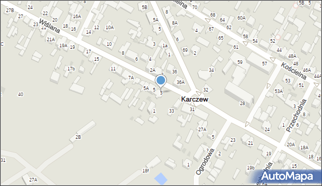 Karczew, Wiślana, 3, mapa Karczew