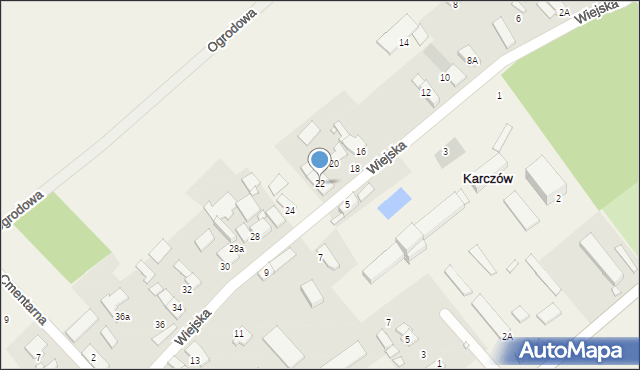 Karczów, Wiejska, 22, mapa Karczów