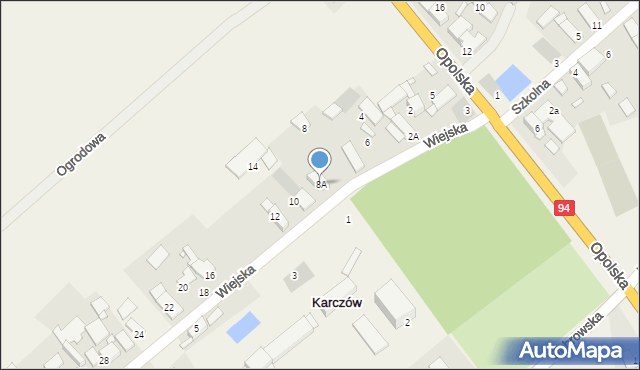 Karczów, Wiejska, 8A, mapa Karczów