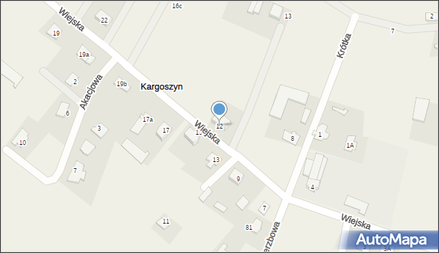 Kargoszyn, Wiejska, 12, mapa Kargoszyn