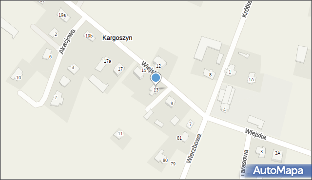 Kargoszyn, Wiejska, 13, mapa Kargoszyn