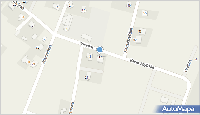 Kargoszyn, Wiejska, 3A, mapa Kargoszyn