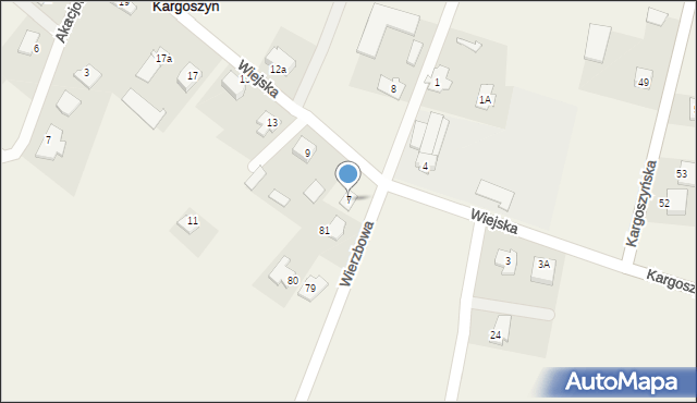 Kargoszyn, Wiejska, 7, mapa Kargoszyn