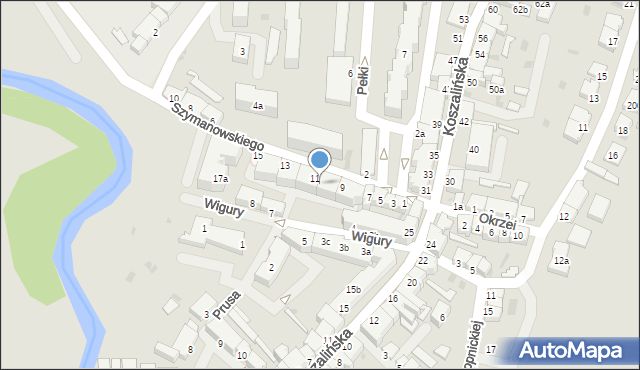 Karlino, Wigury Stanisława, inż. pil., 9b, mapa Karlino