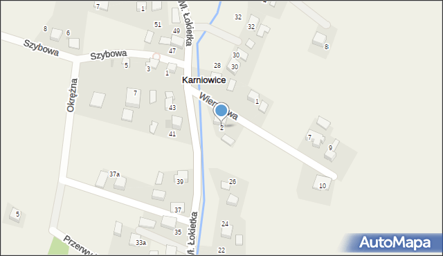 Karniowice, Wierzbowa, 2, mapa Karniowice