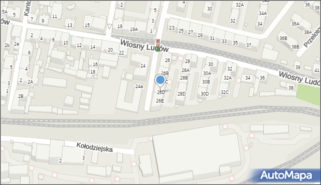 Katowice, Wiosny Ludów, 26D, mapa Katowic