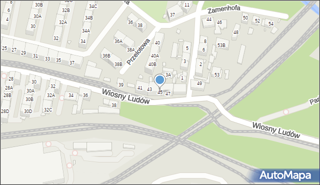 Katowice, Wiosny Ludów, 45, mapa Katowic