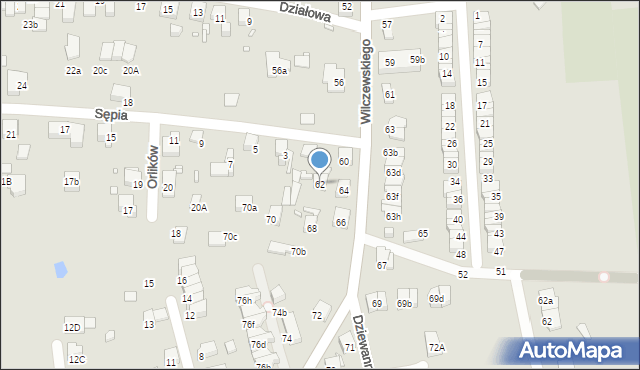 Katowice, Wilczewskiego Stanisława, ks. dr., 62, mapa Katowic