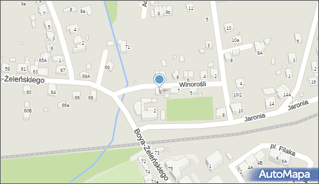 Katowice, Winorośli, 9, mapa Katowic