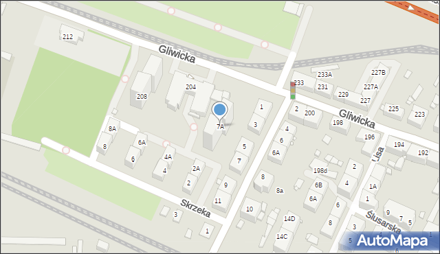 Katowice, Wiśniowa, 7A, mapa Katowic