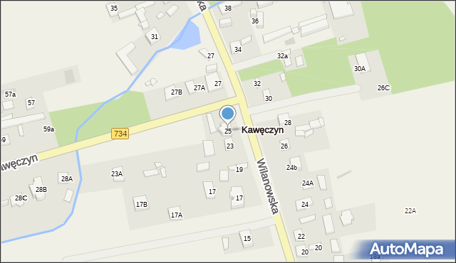 Kawęczyn, Wilanowska, 25, mapa Kawęczyn