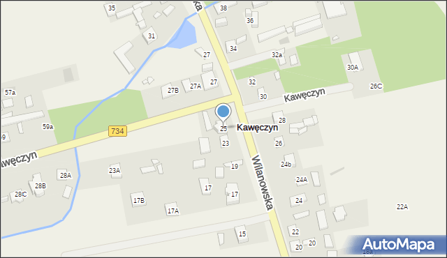 Kawęczyn, Wilanowska, 25, mapa Kawęczyn