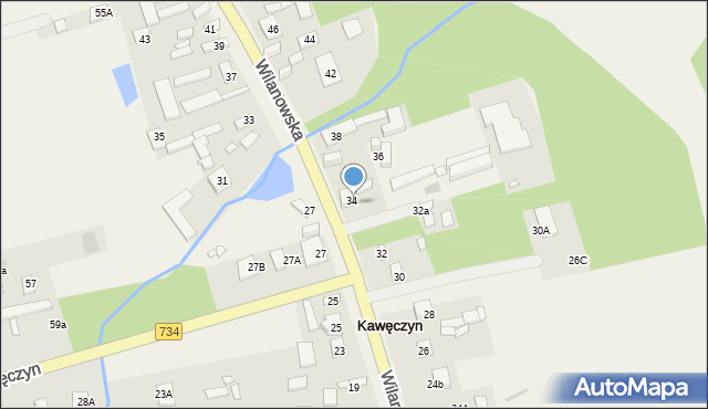 Kawęczyn, Wilanowska, 34, mapa Kawęczyn
