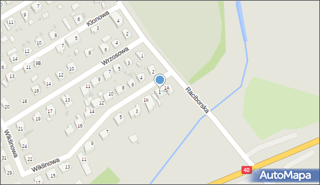 Kędzierzyn-Koźle, Wiklinowa, 1, mapa Kędzierzyna-Koźle