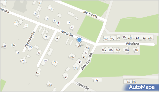 Kielce, Wileńska, 28, mapa Kielc