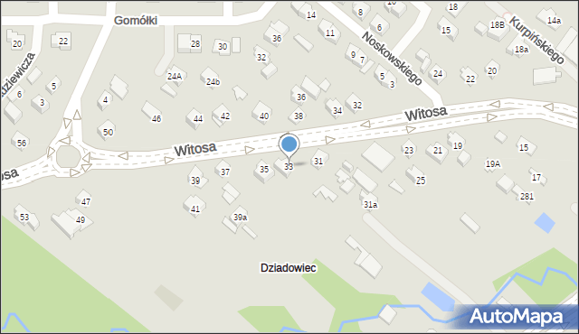 Kielce, Witosa Wincentego, 33, mapa Kielc
