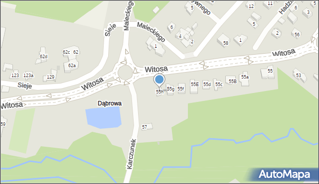 Kielce, Witosa Wincentego, 55h, mapa Kielc