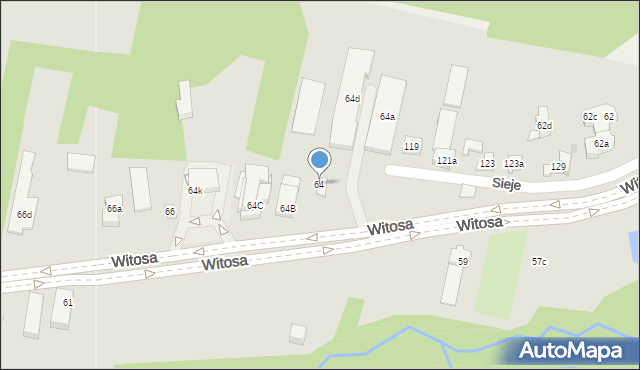 Kielce, Witosa Wincentego, 64, mapa Kielc